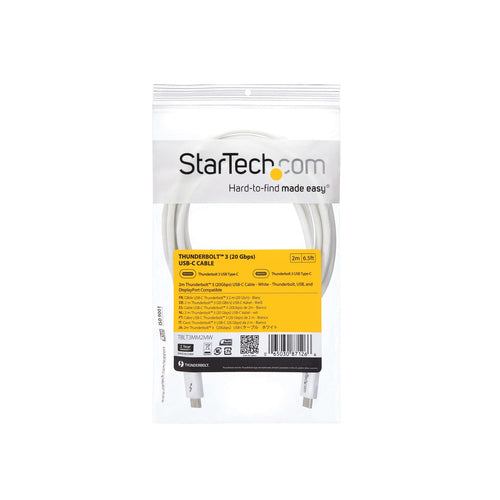 Thunderbolt Cable StarTech TBLT3MM2MW 20Gbps 2m Male to Male USB DisplayPort