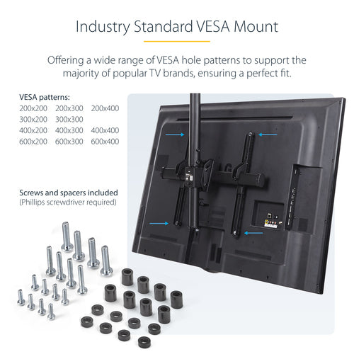 StarTech.com FPCEILPTBLP Full-Motion Ceiling Mount for 32”-75” Displays - Adjustable VESA Bracket
