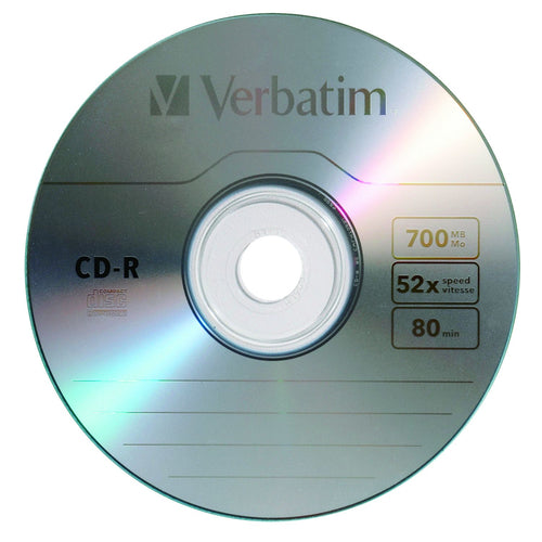 CD-R Media Verbatim Standard 120mm 700MB 52x Pack of 50