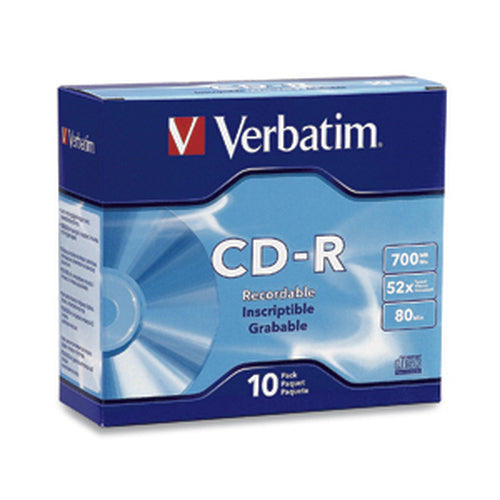CD-R Verbatim 80MIN 700MB 52X Slim Case 10pk Branded