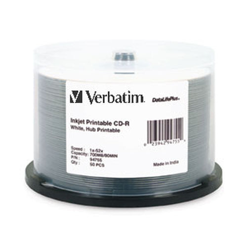 CD-R Verbatim DataLifePlus 700MB 52X White Inkjet Printable 50pk
