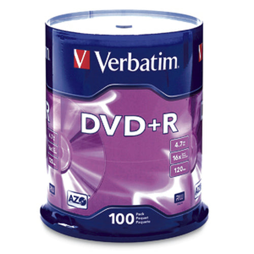 DVD+R 4.7GB 16X Discs 100pk Spindle Branded Media