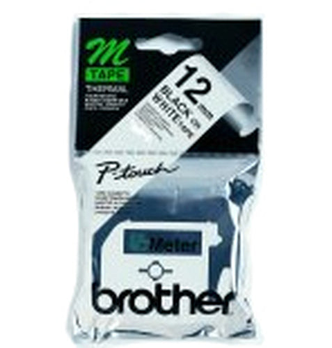 Labelling Tape Brother 12mm Black/White Blister 8m - MK231BZ